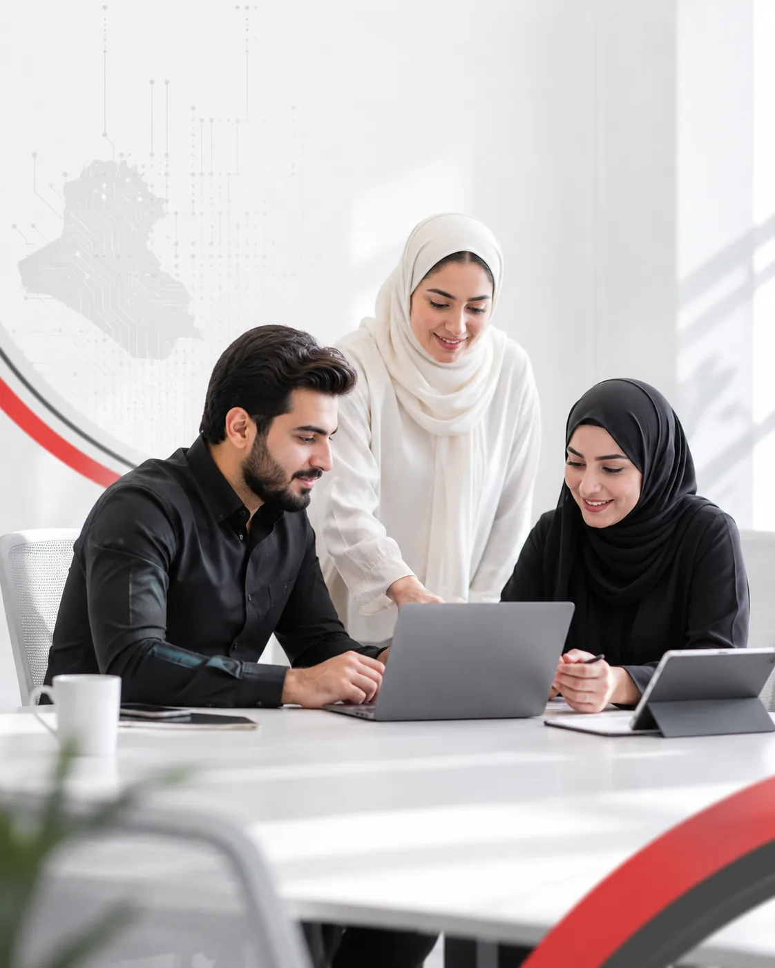 متعلمون عراقيون يعملون مع أدوات الذكاء الاصطناعي